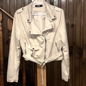 Faux suede cream motto jacket